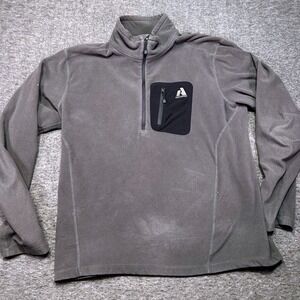 FIRST ASCENT Eddie Bauer Shirt Men L Grey Fleece Pullover Quarter Zip Outdoor